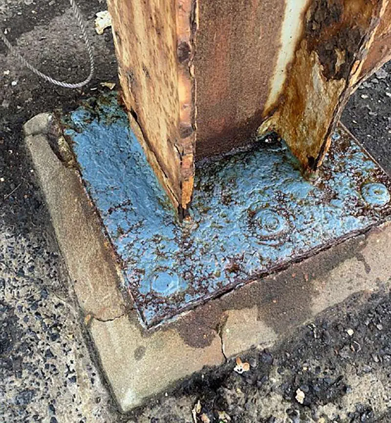 Base after cleaning of surface rust showing application of NanoPrep