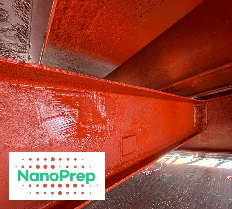 NanoPrep applied to a primed structural steel beam